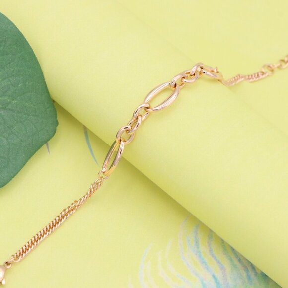 "Oval Link Rose Gold Bracelet in Polished High-Quality Brass, XPBL1142 - Picture 4 of 12